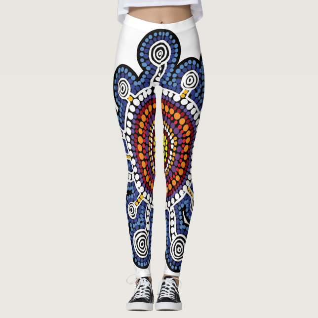 Multicologe australische Kunst Leggings (Vorderseite)