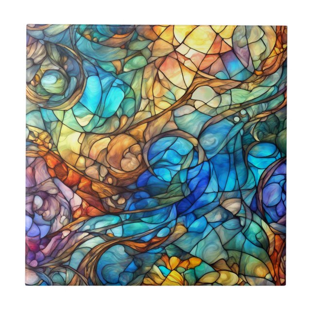 Multicolor Abstract 77 Buntglas-Stil Fliese (Vorderseite)