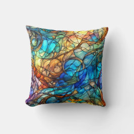 Multicolor Abstract 77 Stained Glass style Kissen
