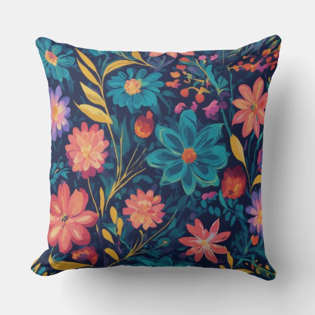 Multicolor-abstraktes Blumenmuster Sitzkissen Kissen (Vorderseite)