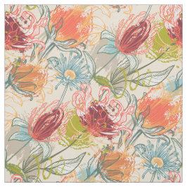 Multicolor African Abstrakt Floral Pattern Stoff