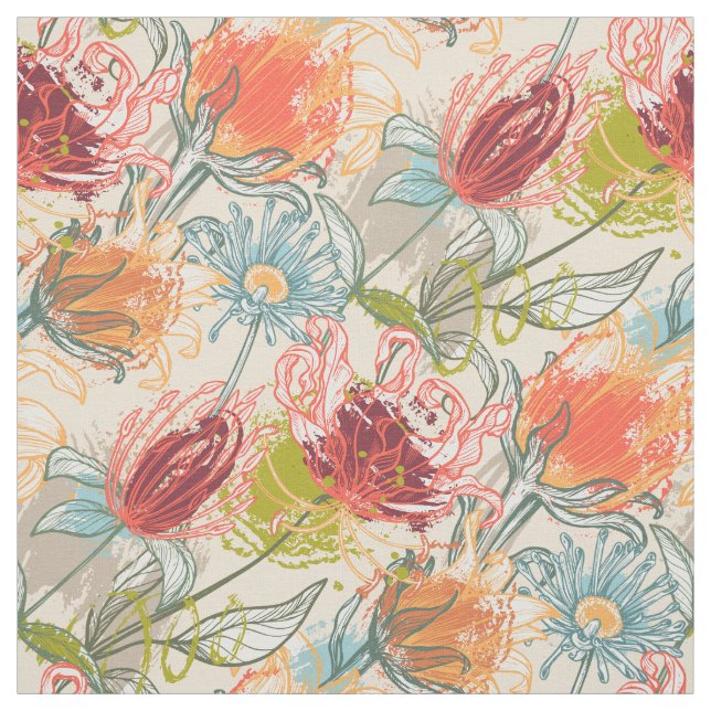 Multicolor African Abstrakt Floral Pattern Stoff (Muster)