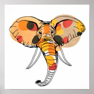 Multicolor African Elephant Poster