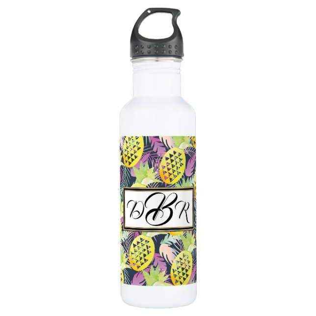 Multicolor-Ananas Edelstahlflasche (Vorderseite)