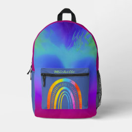 Multicolor arc-en-ciel mignon, sac à dos de nom pe