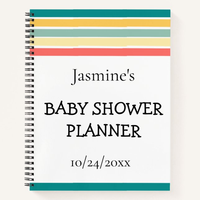Multicolor Beachy Baby Shower Notizbuch (Vorderseite)