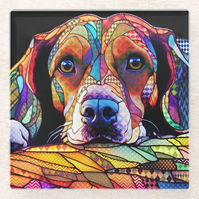 Multicolor Beagle Dog 178 Glasuntersetzer (Vorderseite)