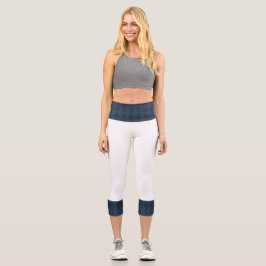 Multicolor Blue Diamond High Waisted Capris
