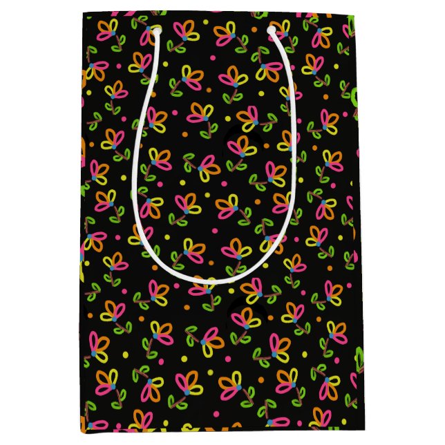Multicolor-Blumendesign Mittlere Geschenktüte (Vorderseite)