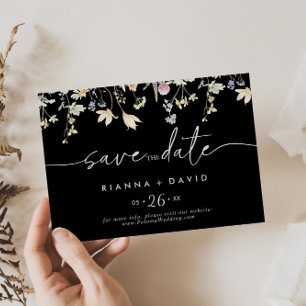 Multicolor Boho Fall Floral Horizontal Wedding Save The Date