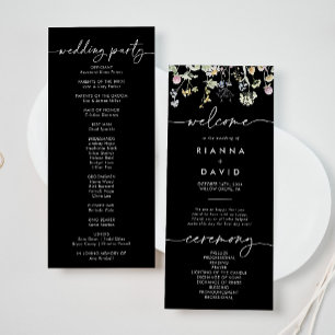 Multicolor Boho Fall Floral Wedding Programme
