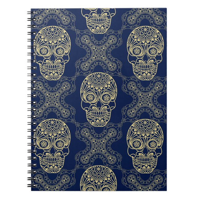 Multicolor Boho Schädelmuster Notizblock (Vorderseite)