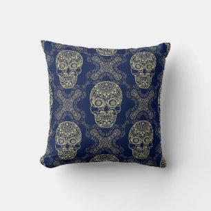 Multicolor-Boho-Totenkopf-Muster. Kissen