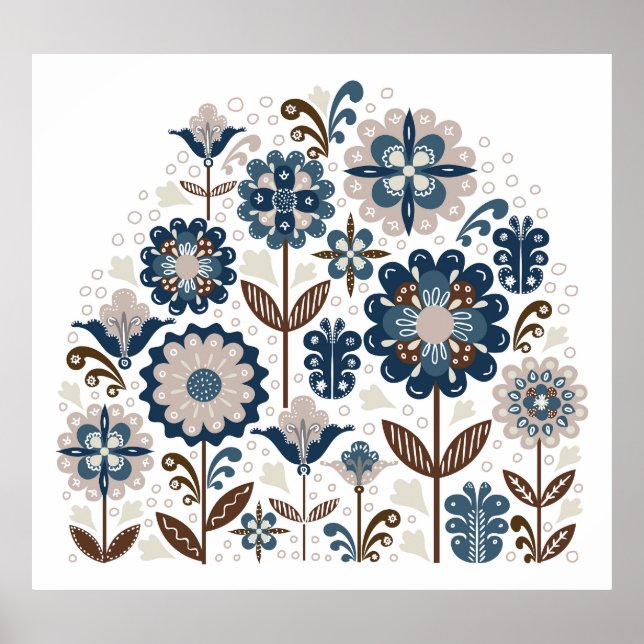 Multicolor Bouquets: Handgezeichnet Poster (Vorne)