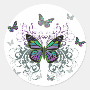 MultiColor Butterfly Runder Aufkleber