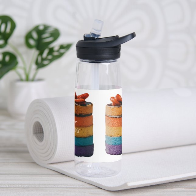 Multicolor Cake and Happy Birthday Design Trinkflasche (Yoga)