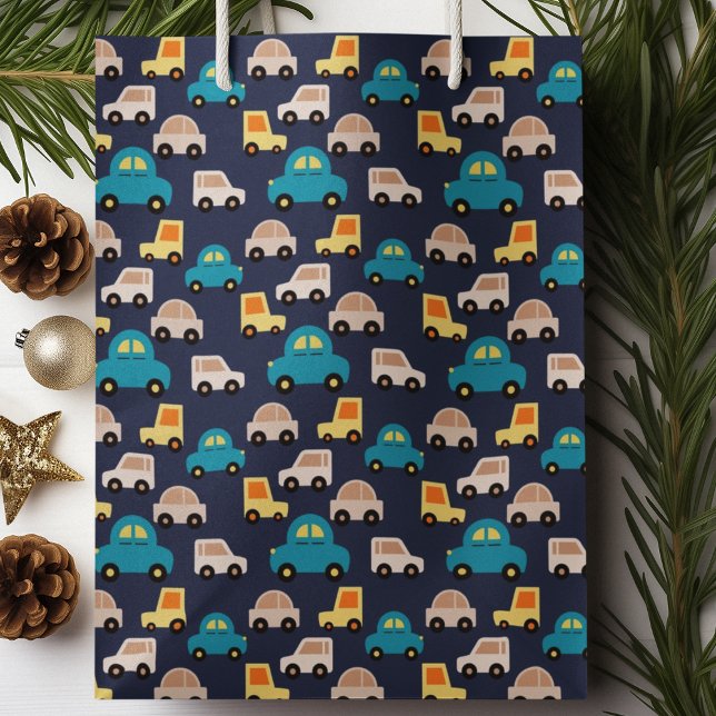 Multicolor Cars Cartoon Große Geschenktüte (gift bag, birthday surprise gift bag, teddy bear gift bag, wine gift bag, travel bag, use and throw )