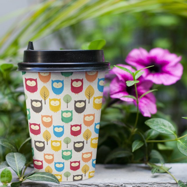 Multicolor-Cartoon-Papiertasse Pappbecher (multicolor cartoon owl kids,adult party stationery, birthday party use and throw paper cups)