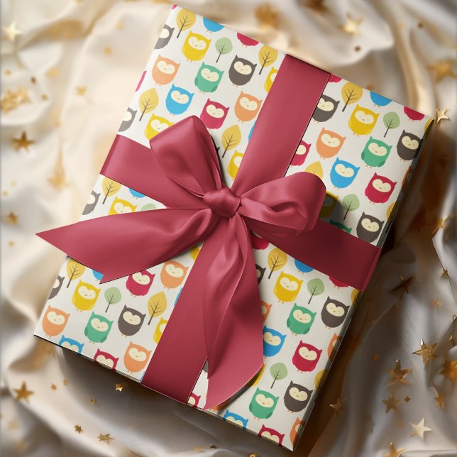 Multicolor-Cartoon-Wrapping-Papier Geschenkpapier (owl cartoon birthday packing gift wrap,gift wrapping paper,return gift wrap paper,paper gift)