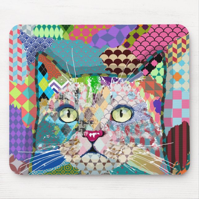 Multicolor cat 671 Muster Mousepad (Vorne)