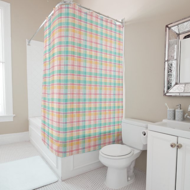 Multicolor Checkered Kariert Duschvorhang (Beispiel)
