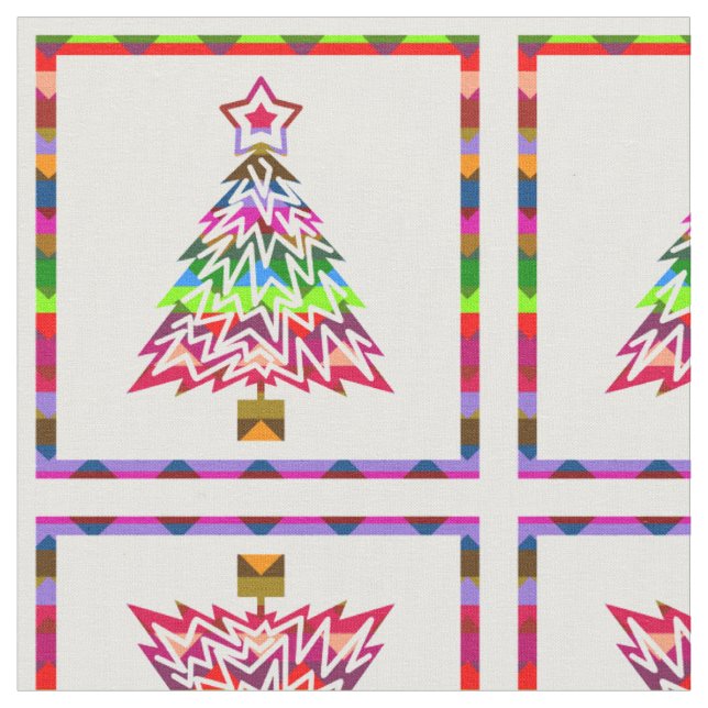Multicolor Christmas Trees #3 Stoff (Nahaufnahme)