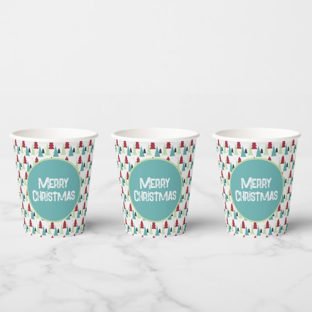 Multicolor Christmas Trees Muster Pappbecher (Multi)