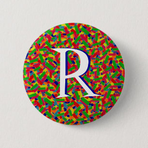 Multicolor Confetti Mit Monogramm Button