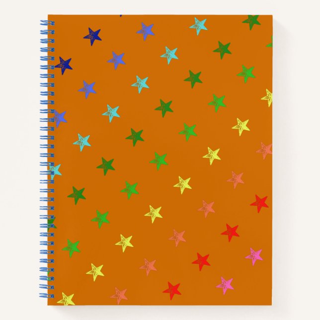 Multicolor Crayon Stars Notizbuch (Vorderseite)