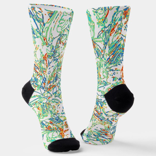 Multicolor Curvy Lined Pattern - Retro Color Socken (Gewinkelt)