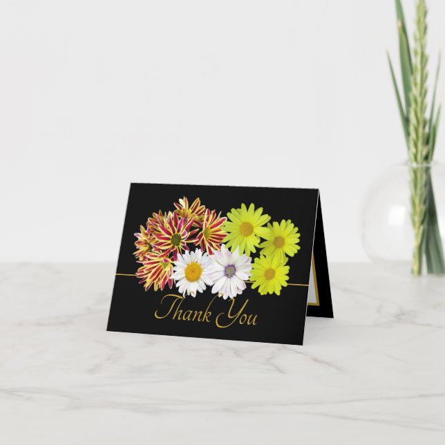 Multicolor Daisy Bouquet Botanical Chic Thank You Karte (Vorderseite)