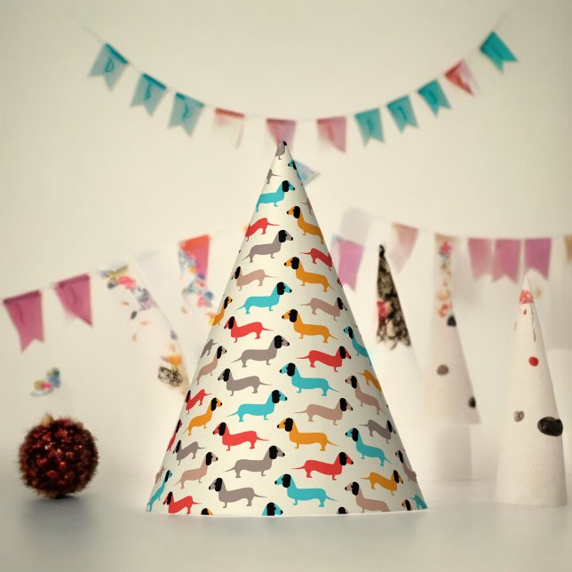 Multicolor Dog Cartoon Partyhütchen (Pet animal Dog Paper party hat, Kids,adults,party birthday hat,Baby Shower,wedding,celebration hat)