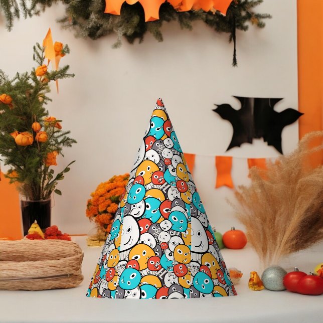 Multicolor Doodle Monster Cartoon Partyhütchen (Scary doodle monster Paper party hat, Kids,adults,party birthday hat,Baby Shower,wedding,celebration)