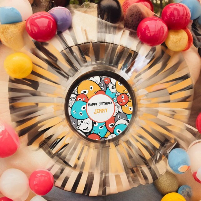 Multicolor Doodle Monster Cartoon Runder Aufkleber (Halloween monster party theme sticker,birthday party sticker,gift pack,envelope,return gift sticker)