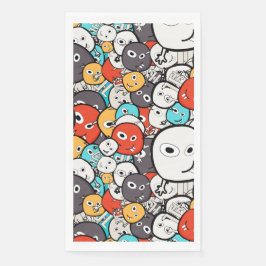 Multicolor Doodle Monster Faces Serviette