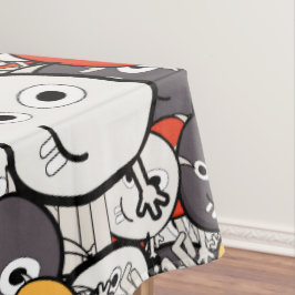 Multicolor Doodle Monster Faces Tischdecke