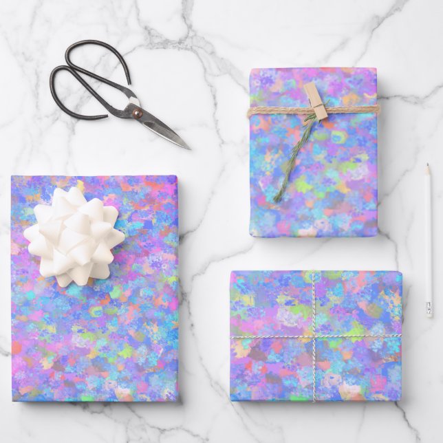 Multicolor Dot Art Geschenkpapier Set (Vorderseite)