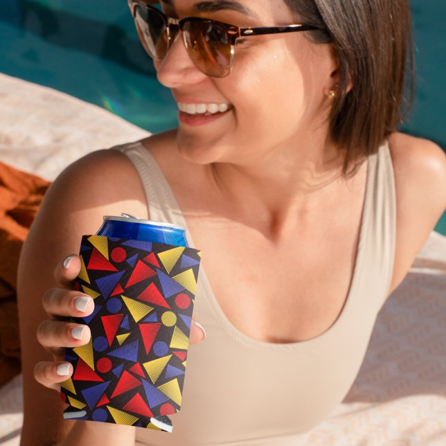 Multicolor-Dreieck-Muster Dosenkühler (multicolor geometric triangle cooler)