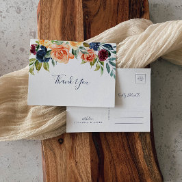 Multicolor Elegant Floral Vielen Dank Postcard Postkarte