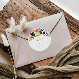 Multicolor Elegant Floral Wedding Umschlag Aufkleb Runder Aufkleber