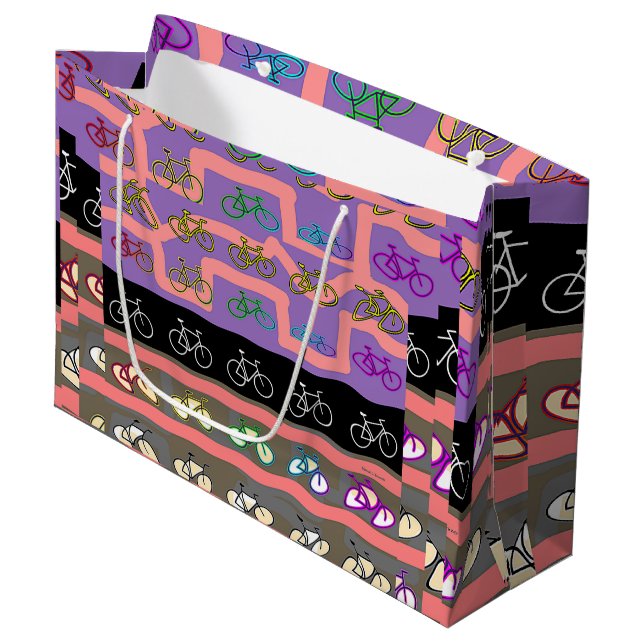 Multicolor-Fahrräder Große Geschenktüte (Vorderseite Schrägansicht)