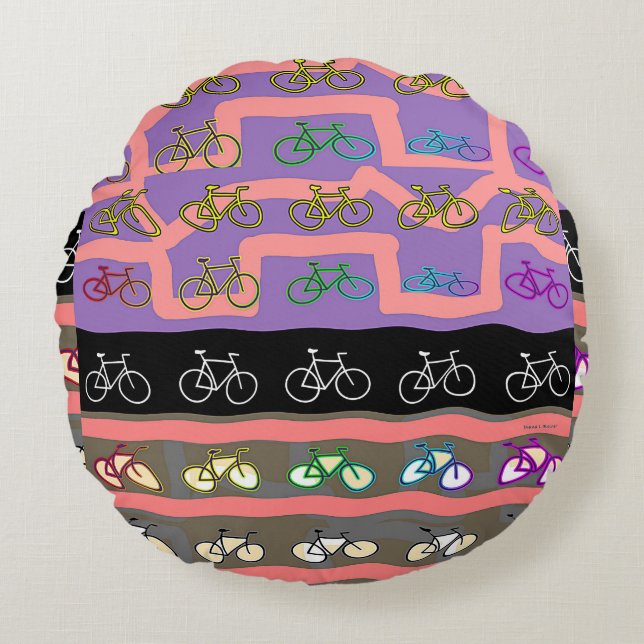 Multicolor-Fahrräder Rundes Kissen (Vorderseite)