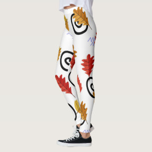 Multicolor Fall Geographische Blätter Leggings