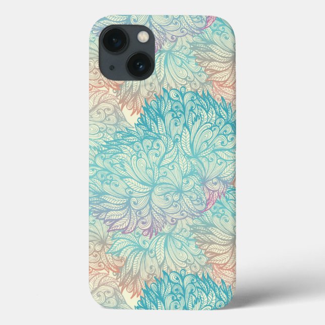 Multicolor Floral Doodle Muster Case-Mate iPhone Hülle (Rückseite)