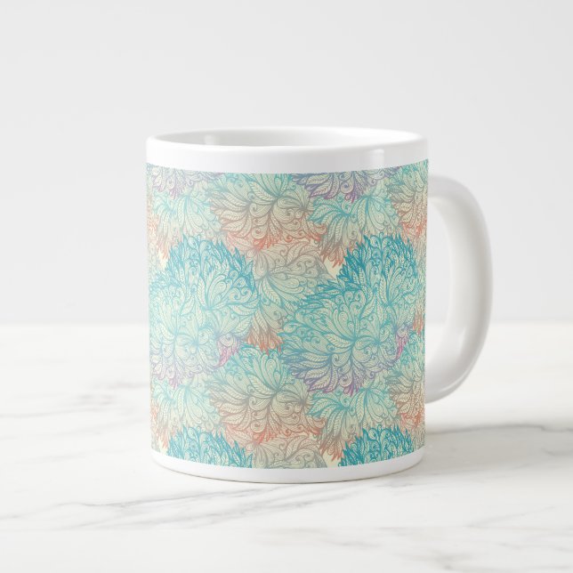 Multicolor Floral Doodle Muster Jumbo-Tasse (Vorderseite Rechts)
