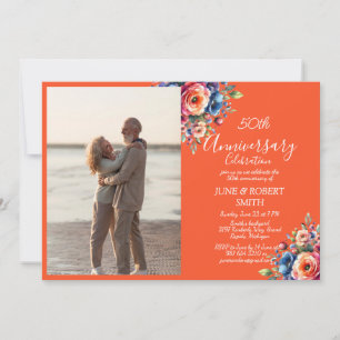 Multicolor floral Modernes 50. Hochzeitstag Einladung