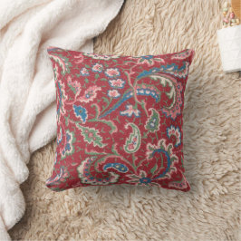 Multicolor Floral on Dark Red Throw Kissen