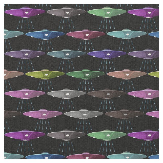 Multicolor Flying Saucers-UFOs Stoff (Nahaufnahme)