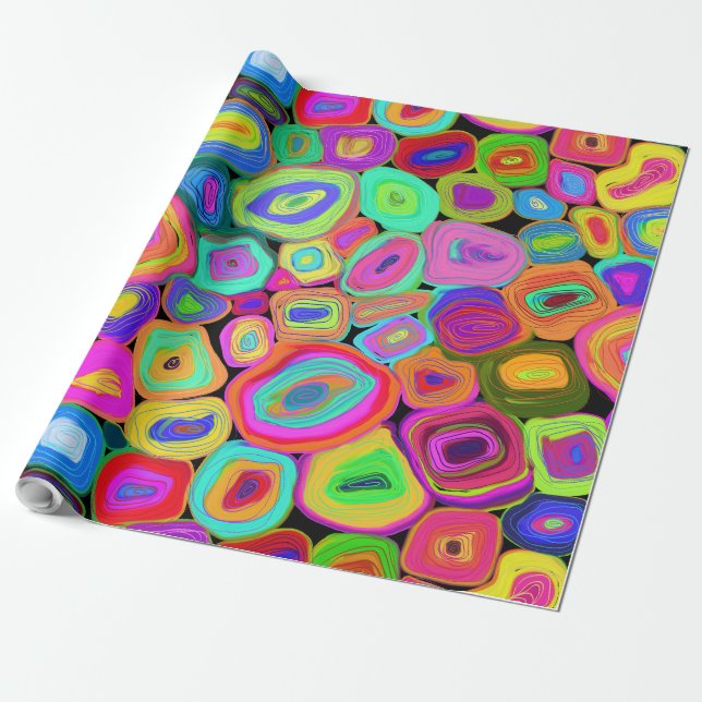 Multicolor Funky Circles Ölgemälde Geschenkpapier (Ungerollt)