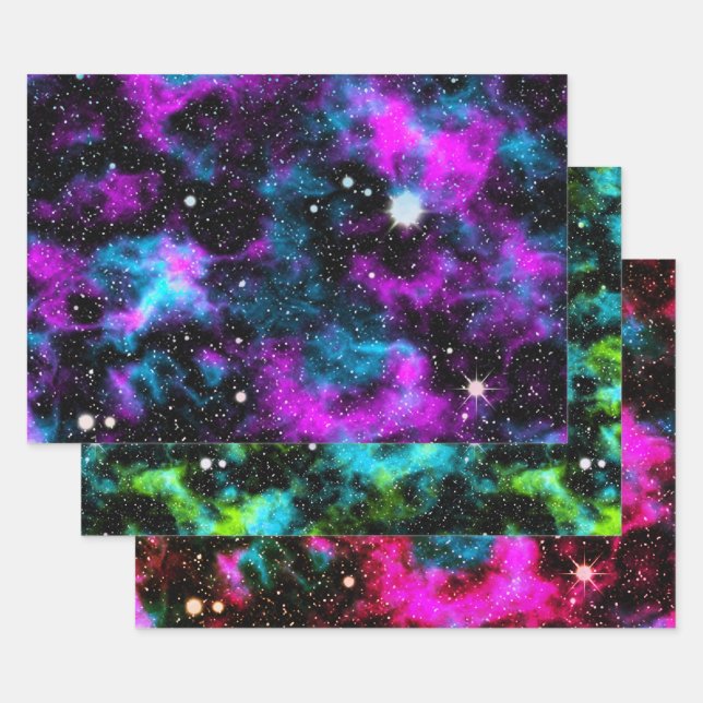 Multicolor Galaxy Geschenkpapier Set (Set)